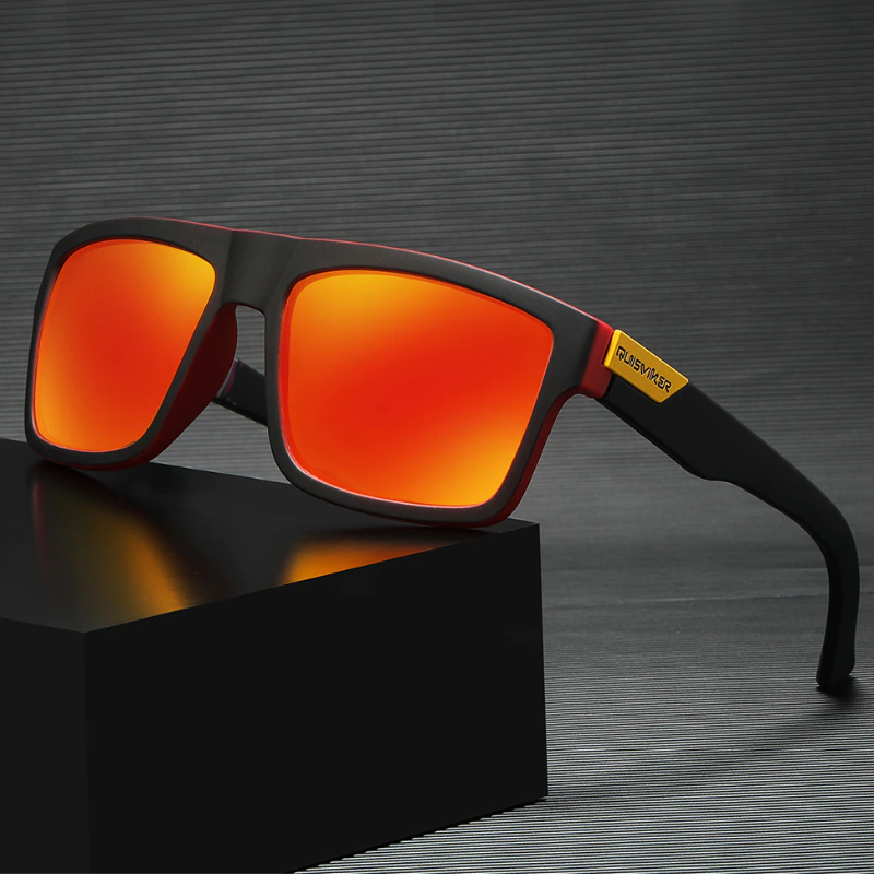 Óculos De Sol Lente Polarizada Masculino Preto E Vermelho UV400